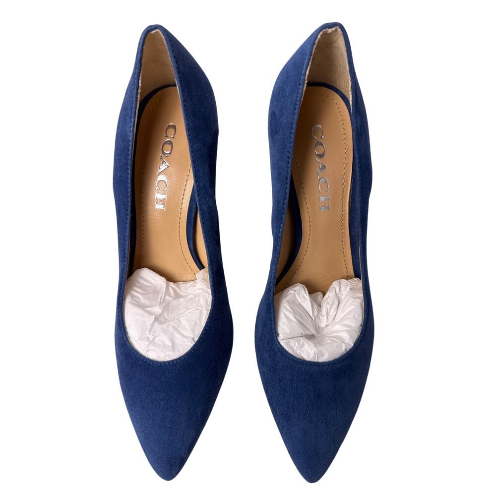 Coach Skyler Pumps Womens 6.5 True Blue Suede Stiletto Heels Pointed Toe Classic - Picture 8 of 14